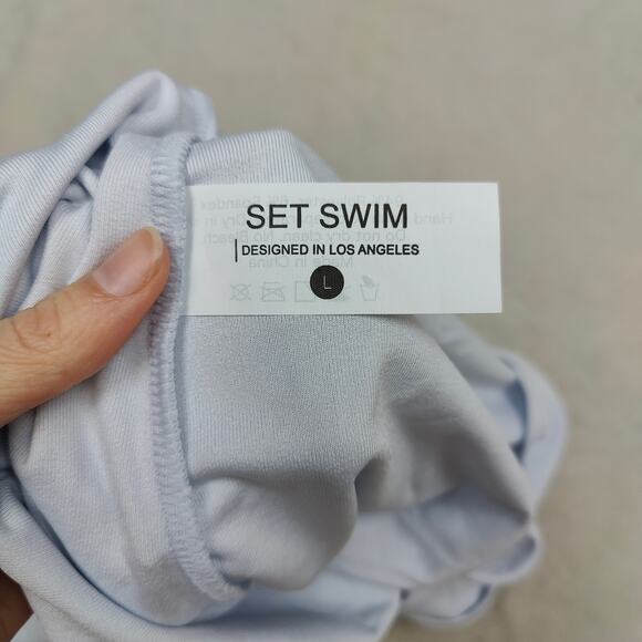 Set Active Swim Terry Tunic Cover‎ Up Womens Large Ice Blue Scoopneck Beach NWT - Picture 5 of 6